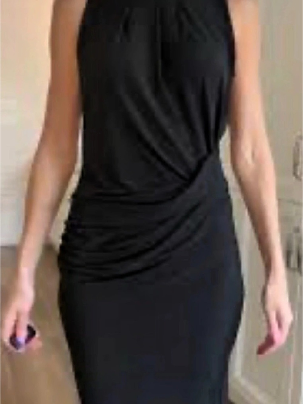 Michael Kors Black Jersey Ruched Mini Dress in XS fits like S